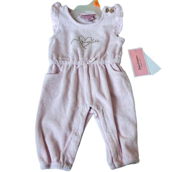 Juicy Couture Other - Juicy Couture NWT Baby Girl Pink French Terry One Piece Romper Size 3-6M